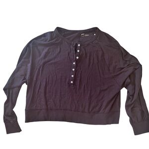 Aerie Dark Brown Long Sleeve Buttoned Top